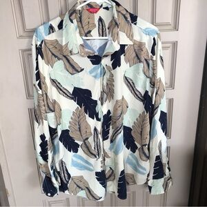 VTG Guess SzXL Fall Buttonup Ladies Long Sleeve Blouse Rayon No Buttons